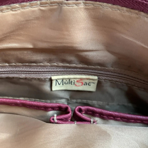MultiSac Burgundy Crossbody Bag Washable Pebbled Faux Leather Multiple Pockets - Picture 7 of 11